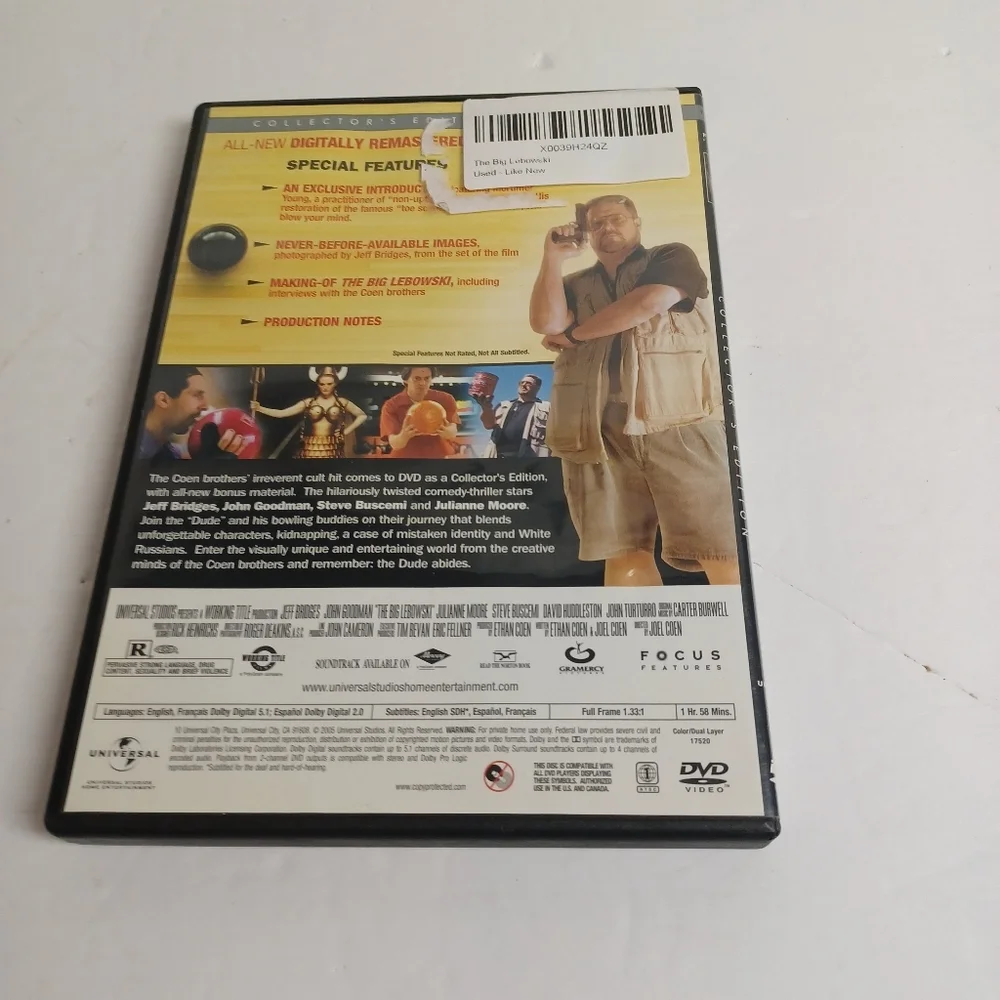 The Big Lebowski (DVD, 2005, Collectors Edition Full‎ Frame